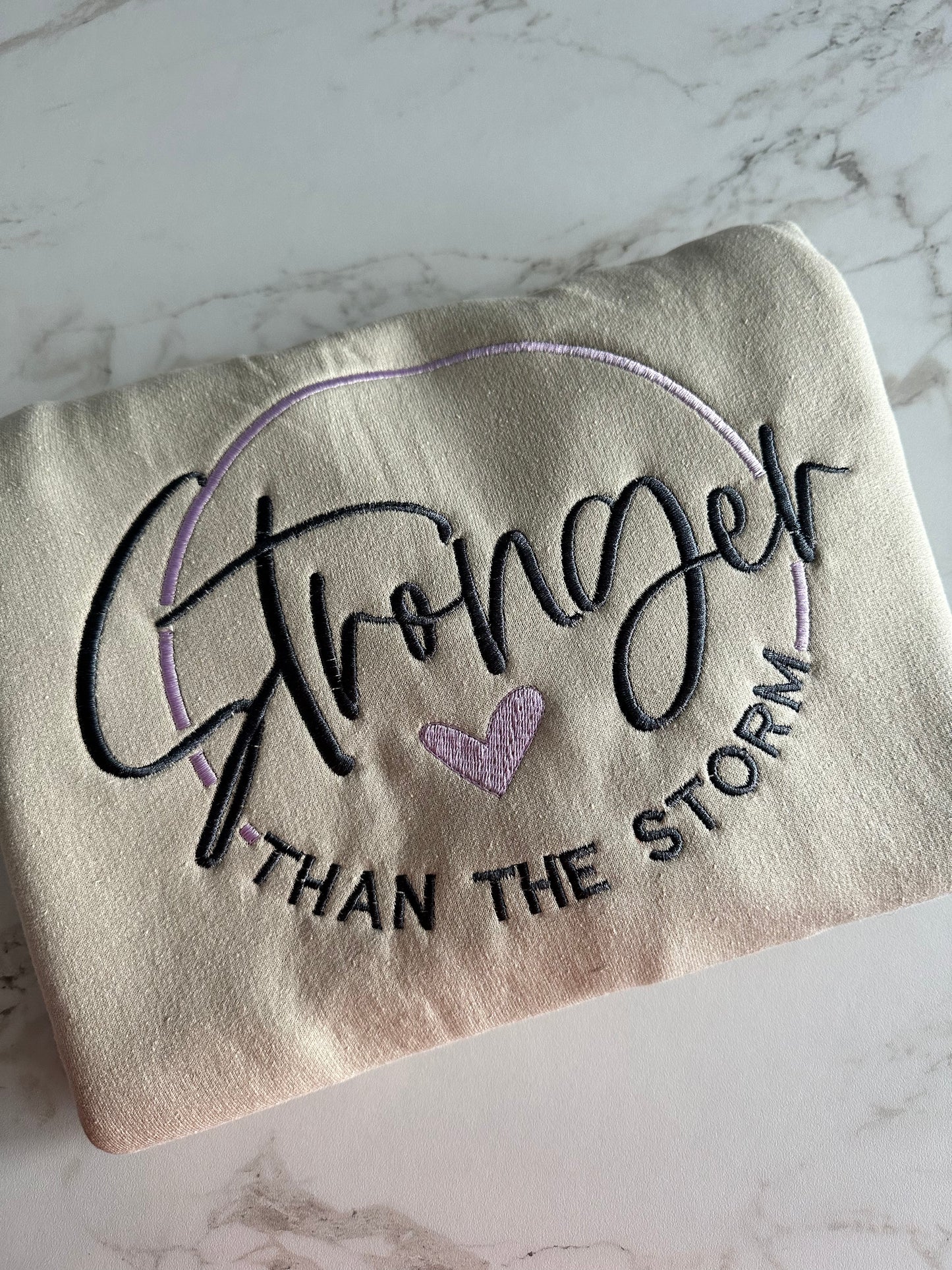 Stronger Than The Storm Embroidered Crewneck Sweatshirt